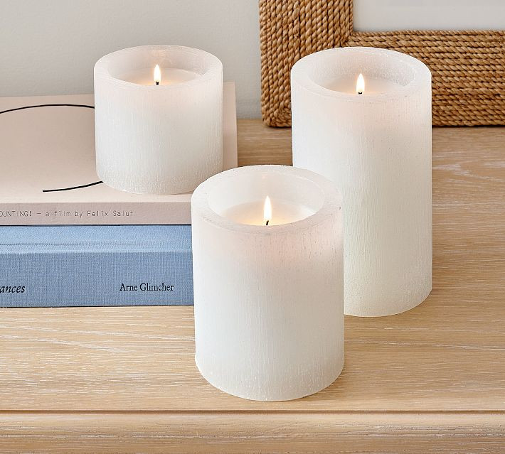 Premium Flickering Flameless Wax Pillar Candle | Pottery Barn (US)