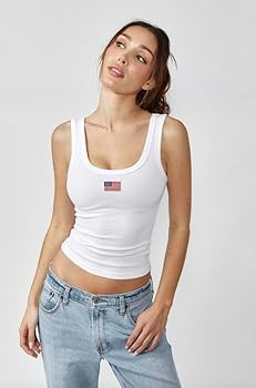 Almere White Cotton Tank Top, Full Length, Sleeveless | Amazon (US)