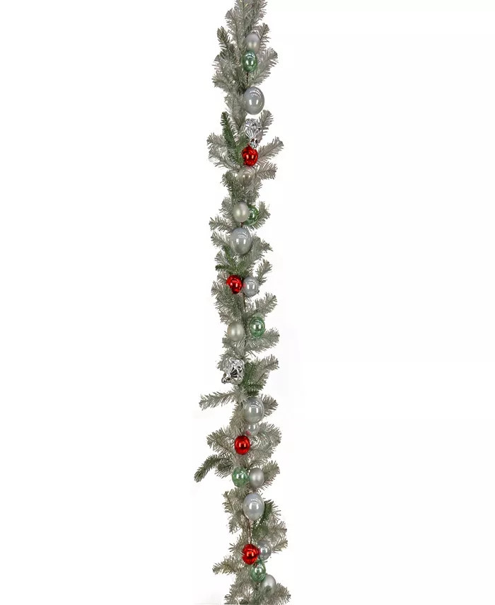 9' Trimmed Garland w LED Lights, Battery Operated w Remote Control | Macy's