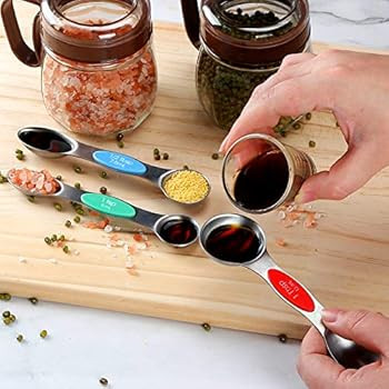 Magnetic Measuring Spoons Set, 8-Piece Stainless Steel Kitchen Measuring Tool for Measuring Dry a... | Amazon (US)