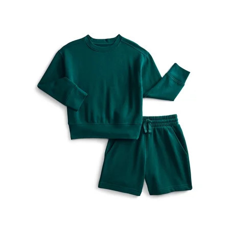 Athletic Works Boys Fleece Sweatshirt and Shorts Set, 2-Piece, Sizes 4-16 | Walmart (US)