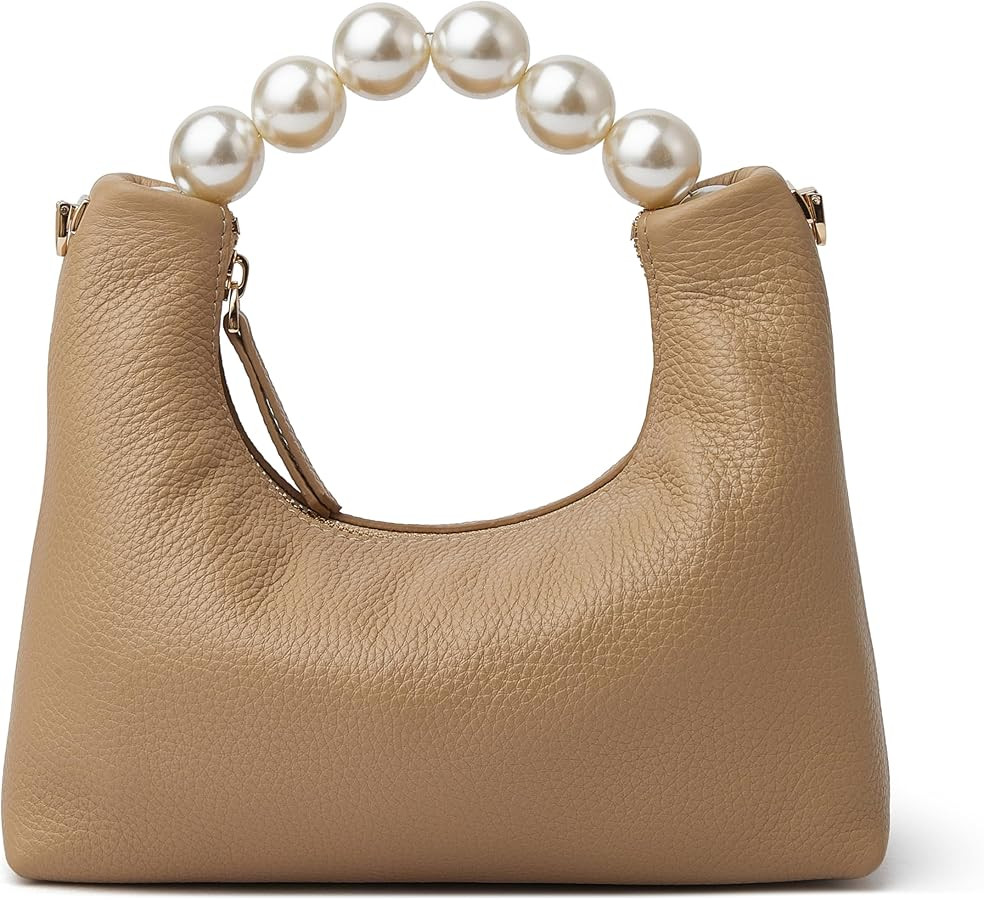DORIS&JACKY Top Handle Leather Clutch Purse, Women Designer Pearl Tote Bag | Amazon (US)