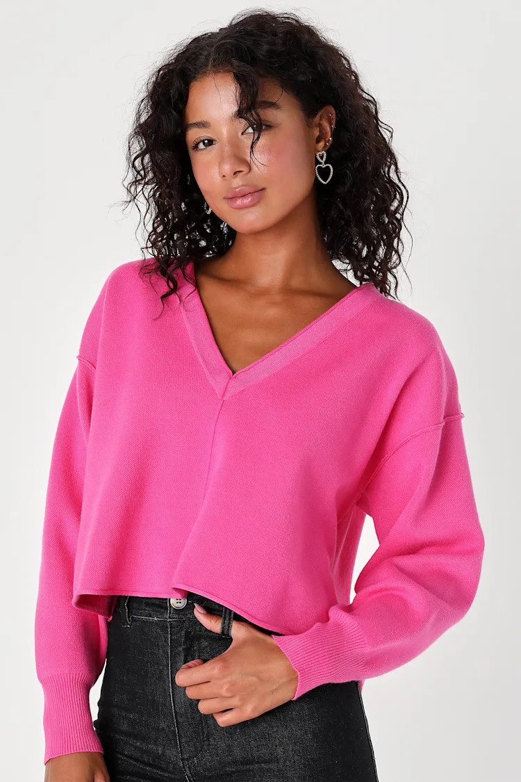 Feelin' the Season Hot Pink Pullover Sweater | Lulus (US)