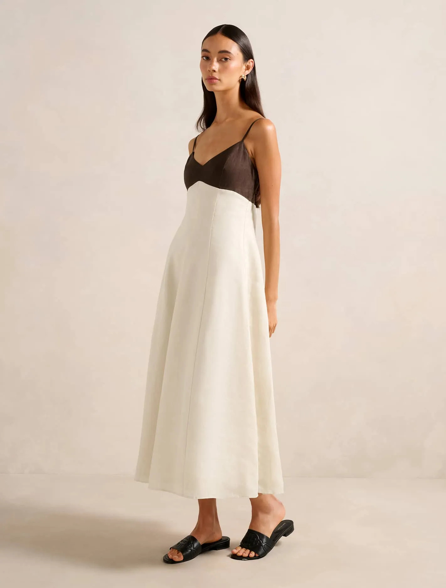 Ada Contrast Linen Midi Dress | Forever New (UK & IE)