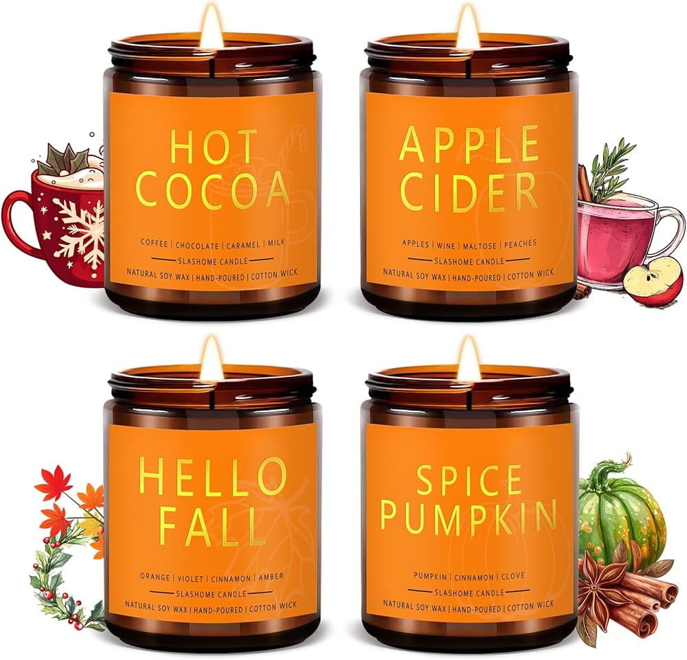 Holiday Candle Set | Christmas Gifts for Women Men | Fall and Winter Soy Candle | 4 Pack Scented ... | Amazon (US)