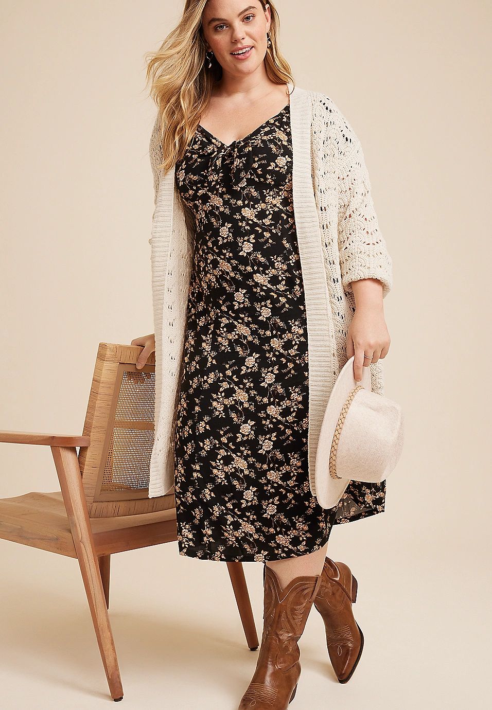 Plus Size Pointelle Open Stitch Duster Cardigan | Maurices