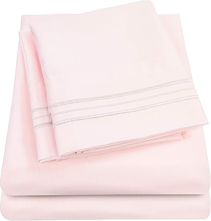 1500 Supreme Collection Full Sheet Sets Pale Pink - Luxury Hotel Bed Sheets and Pillowcase Set fo... | Amazon (US)