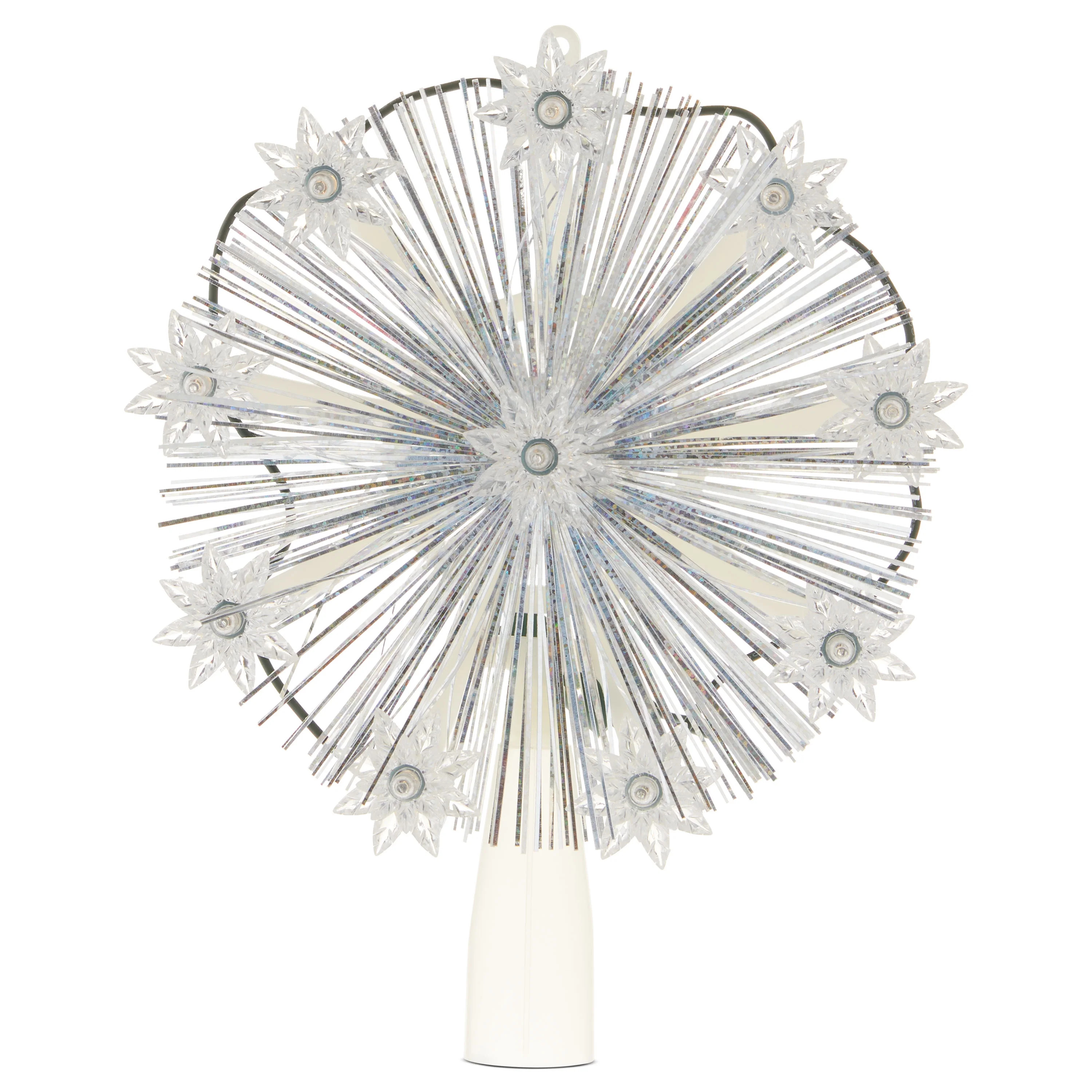 LED 9-Point Tinsel Star Christmas Tree Topper, White, 7", by Holiday Time | Walmart (US)