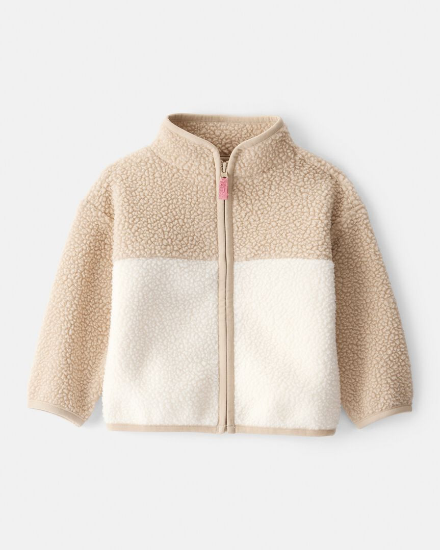 Baby Girl Color Block Microfleece Zip-Up Jacket - Brown - OshKosh B'gosh | Carter's | Carter's Inc