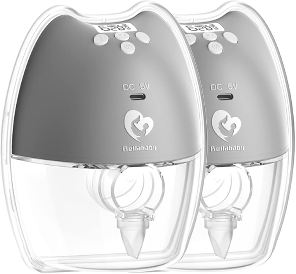 Bellababy Double Wearable Breast Pump（2Pcs-Gray） Hands Free,Low Noise and Pain Free,Long Batt... | Amazon (US)