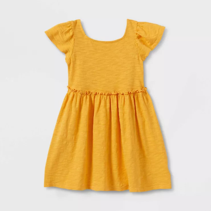 Toddler Girls' Short Sleeve Solid Knit Washed Dress - Cat & Jack™ | Target