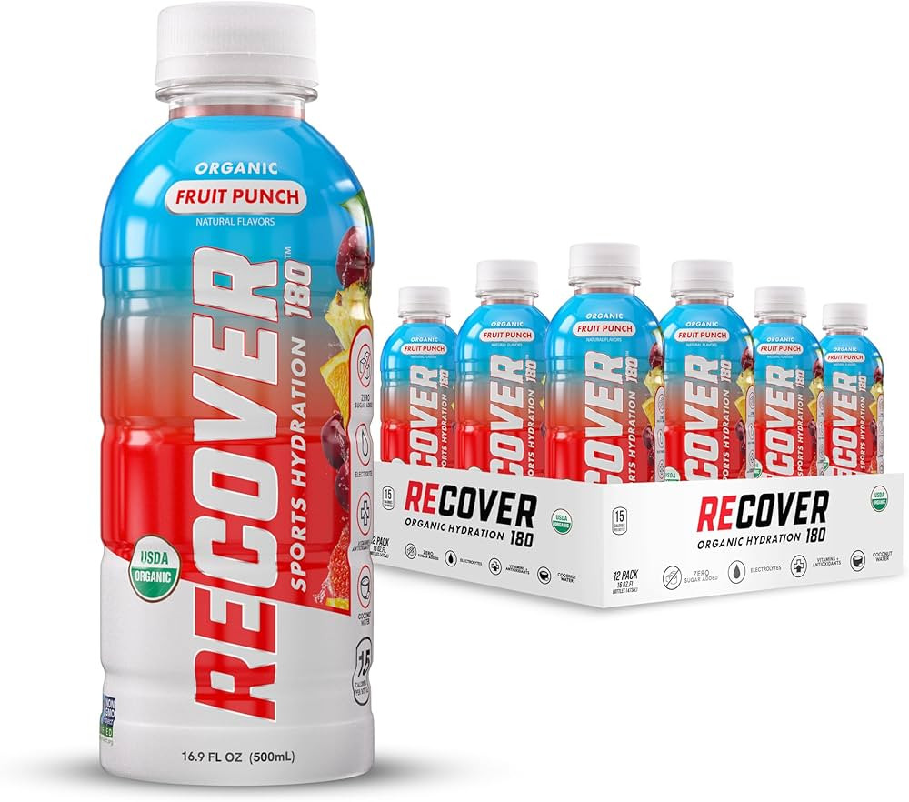 RECOVER 180 Organic Sports Hydration Drink, No Sugar Added, 15 Calorie Sports Beverage, Organic F... | Amazon (US)