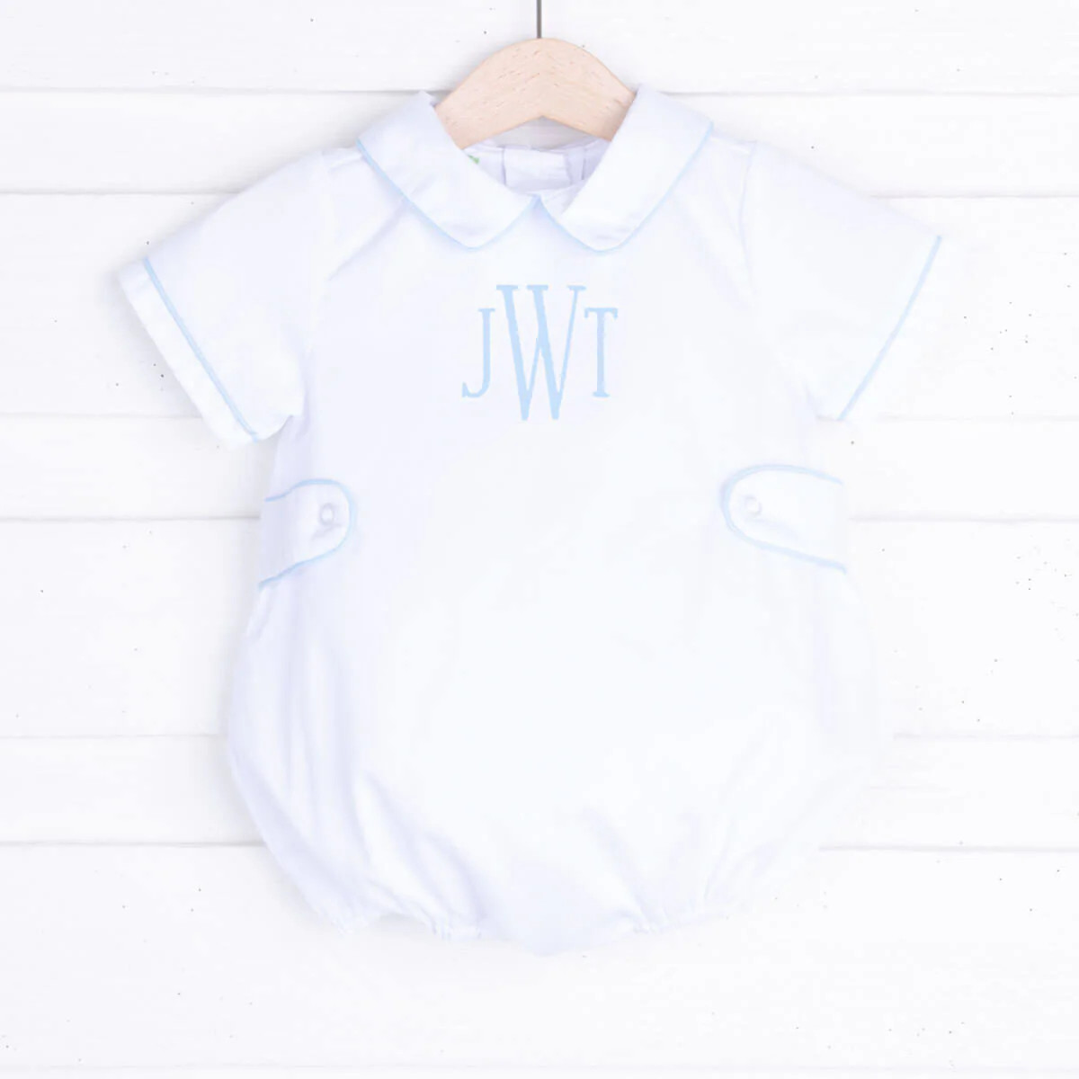 White Pique Tab Boy Bubble | Classic Whimsy