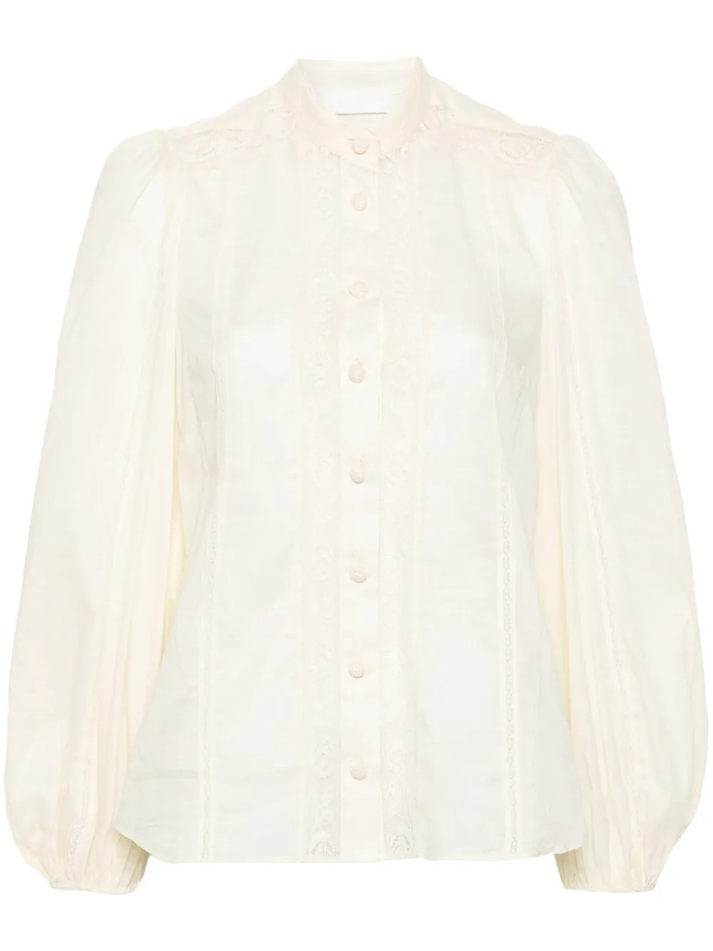 ZIMMERMANN Halliday lace-trim Cotton Shirt - Farfetch | Farfetch Global