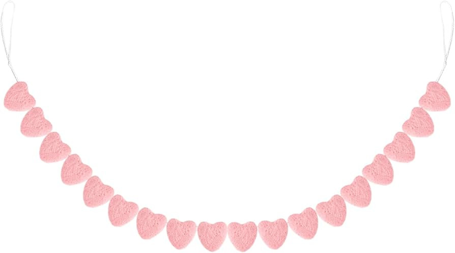 Valentine's Day Felt Heart Garland Banner 5.25 Feet Long String of Hearts Garland 18 Handmade Hea... | Amazon (US)