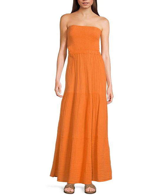 Premium Surf Strapless Open Back Maxi Dress | Dillard's