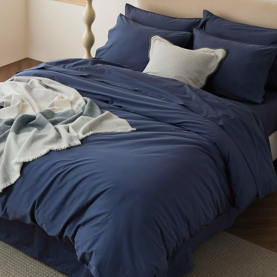 Double Stitch 100% Organic Cotton Duvet Cover - Soft 3 Piece Bedding Set King Size, 300 TC Luxury... | Amazon (US)