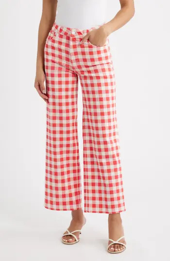 Rails x Giadzy Getty High Waist Crop Wide Leg Jeans in Tomato Gingham at Nordstrom Rack, Size 27 | Nordstrom Rack