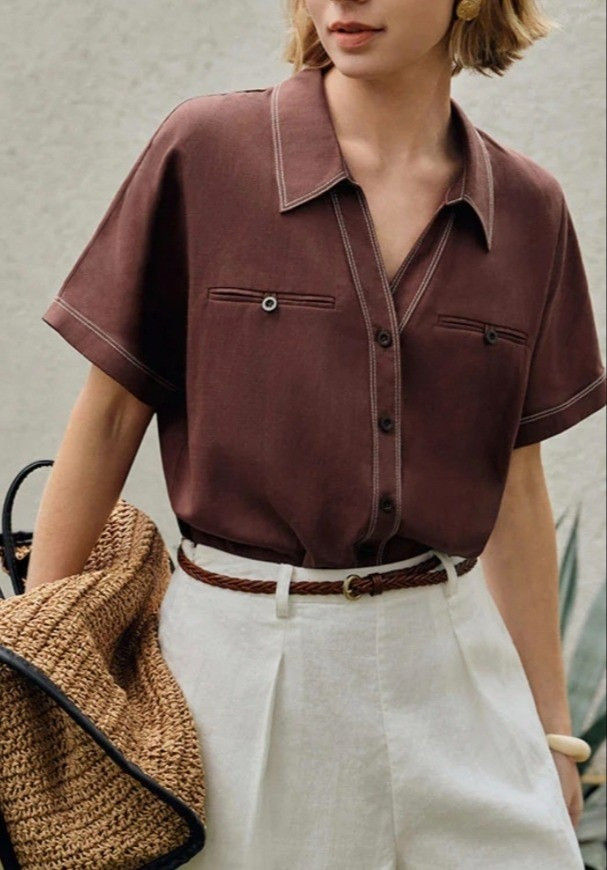 Brown linen shirt for petite women

#LTKPetite #LTKMidsize