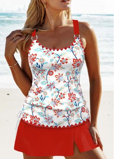 New In
        MODLILY® Circular Ring Floral Print Red Tankini Set | modlily.com