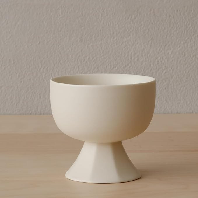Stemmed Dessert Cups, Unique Round Footed Bowl, Ceramic Ice Cream Bowls (Matte Crème) | Amazon (US)