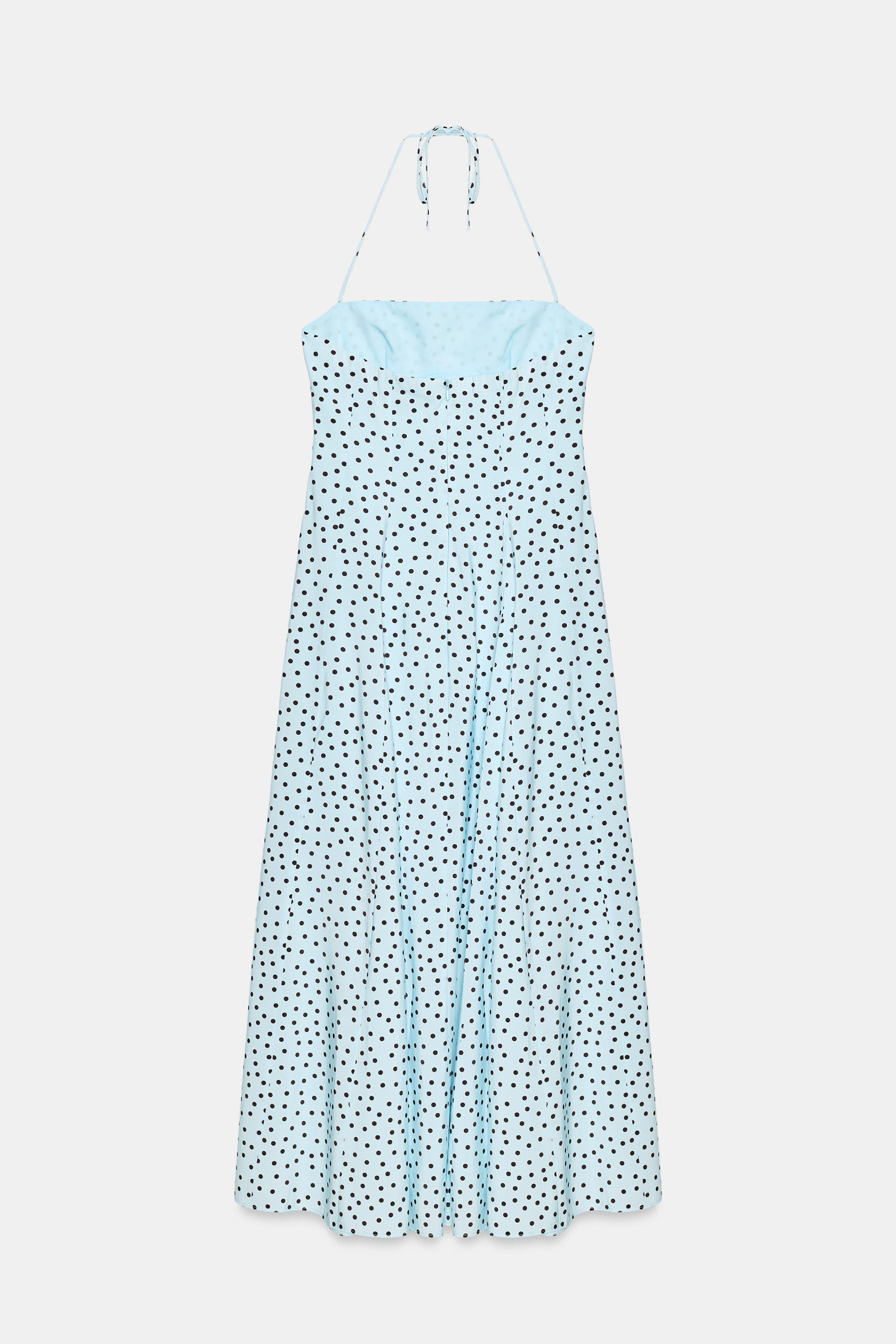 POLKA DOT VOLUME HALTER MIDI DRESS | Zara US