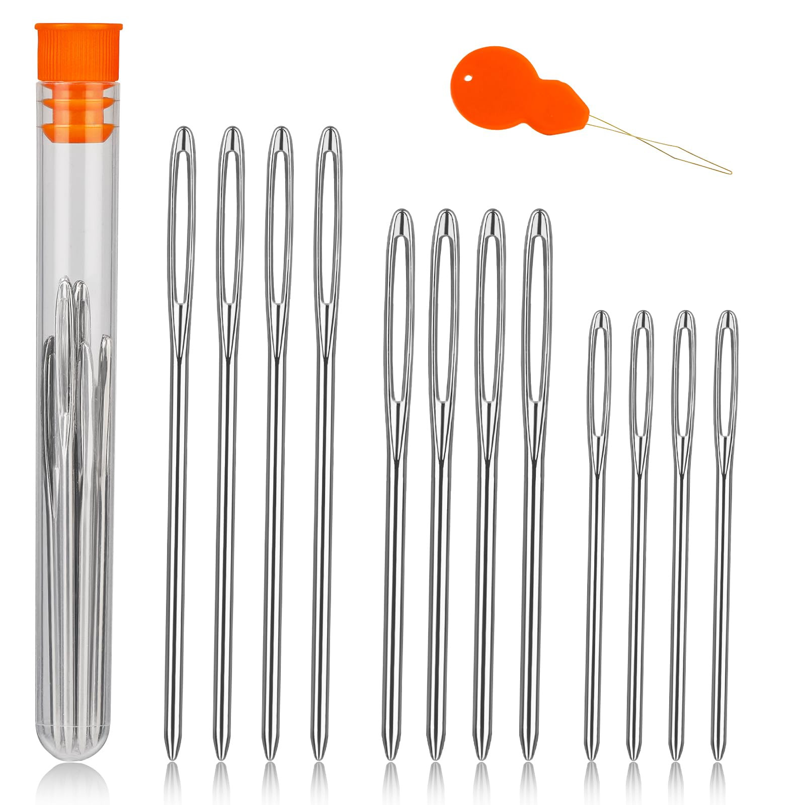 TLKKUE 12 Pcs/3 Sizes Large-Eye Blunt Needles, Steel Yarn Needle with Needle Threader, Tapestry N... | Amazon (US)