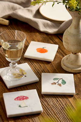 Fall Icon Marble Coasters, Set of 4 | Anthropologie (US)