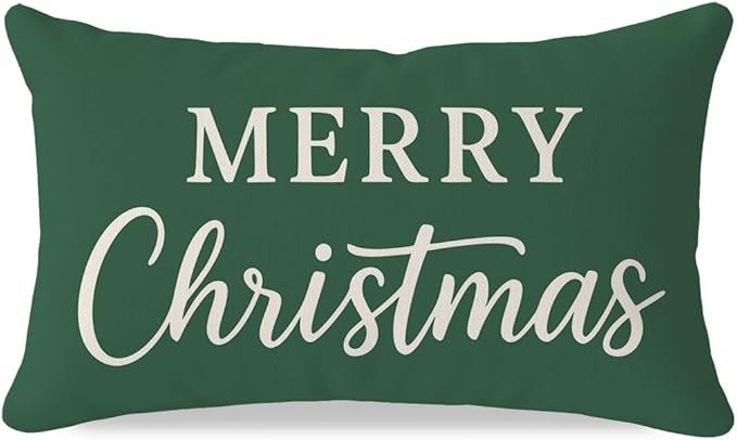 PANDICORN 12x20 Inch Christmas Pillow Cover, Forest Green Merry Christmas Lumbar Decorative Cushi... | Amazon (US)