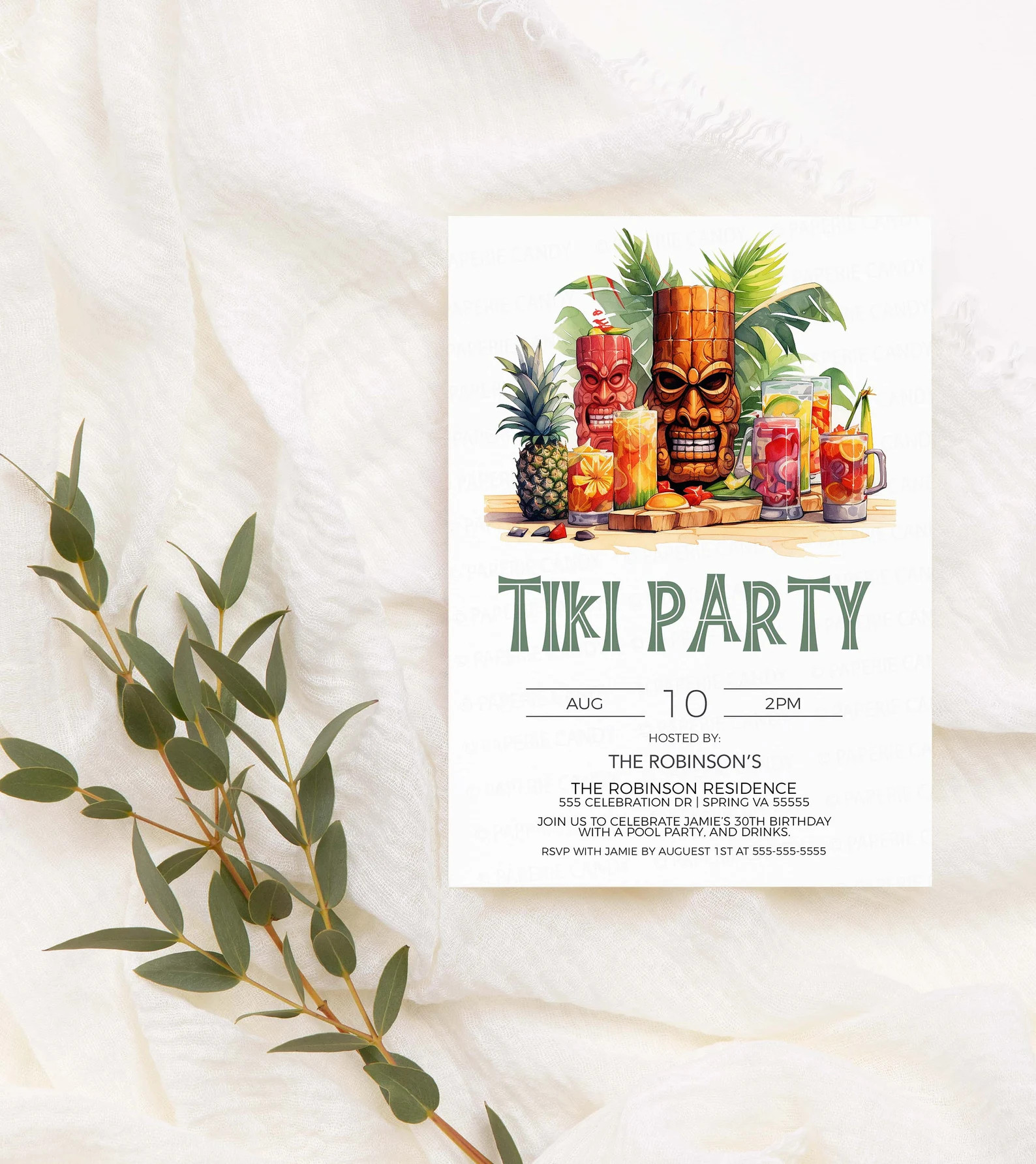 Tiki Invitation, Tiki Party Invite, Hawaiian Party, Tropical Luau Party, Tiki Retirement Birthday... | Etsy (US)