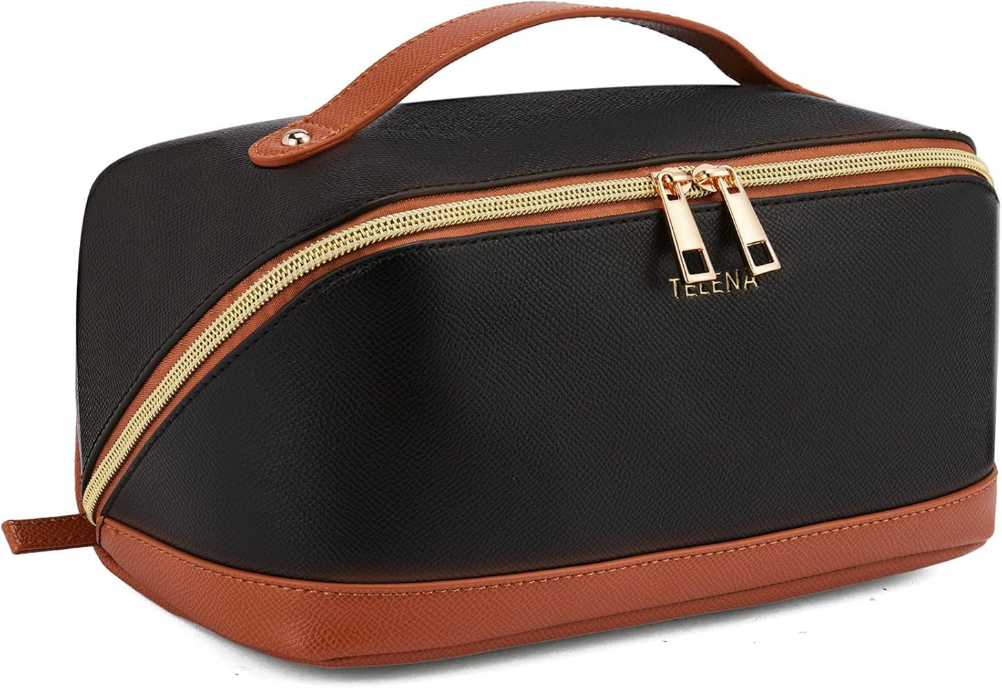 Telena Makeup Bag Large Capacity Travel Cosmetic Bag Portable PU Leather Water Resistant Makeup O... | Amazon (US)