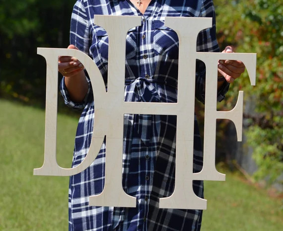 Wooden Monogram Initials Wooden Initials Wall Hanging | Etsy | Etsy (US)