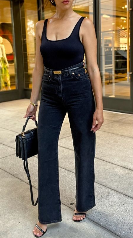 All black monochrome summer outfit with wide legs jeans from Amazon Fashion

#LTKFindsUnder100 #LTKStyleTip