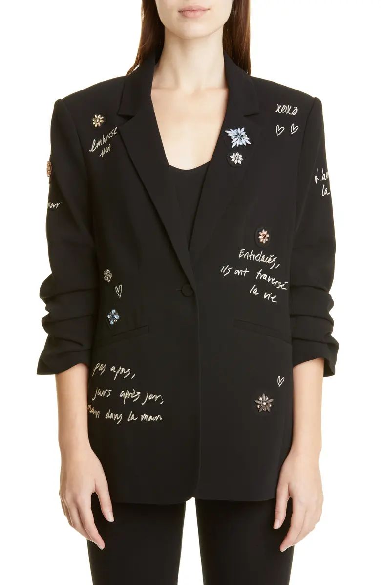 Love Letter Embroidered Floral Appliqué Blazer | Nordstrom