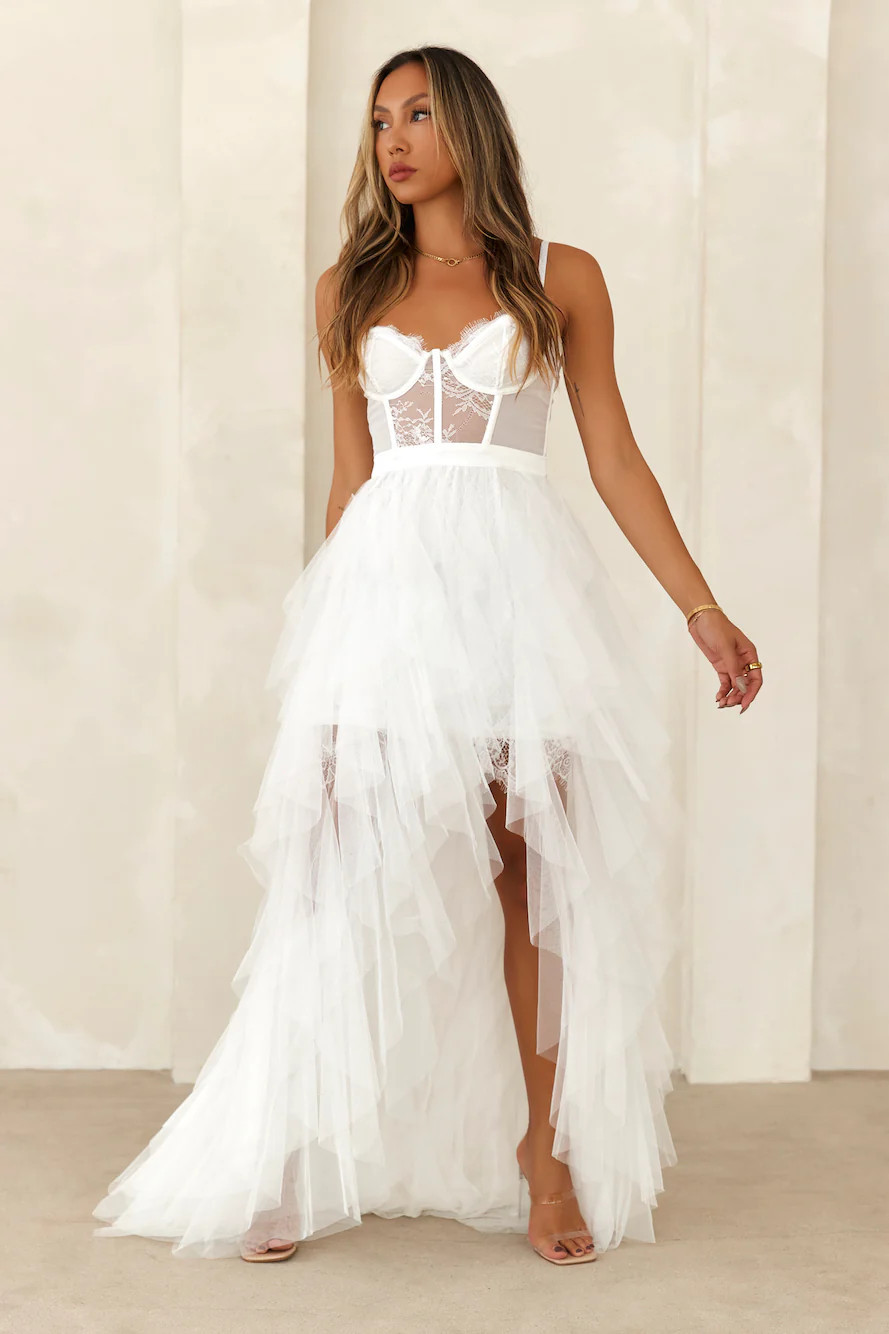 Elegantly Dressed Tulle Maxi Dress White | Hello Molly (AU)