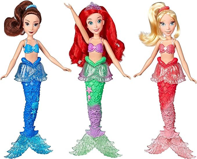 Disney Princess Ariel & Sisters Fashion Dolls, 3 Pack of Mermaid Dolls with Skirts & Hair Accesso... | Amazon (US)