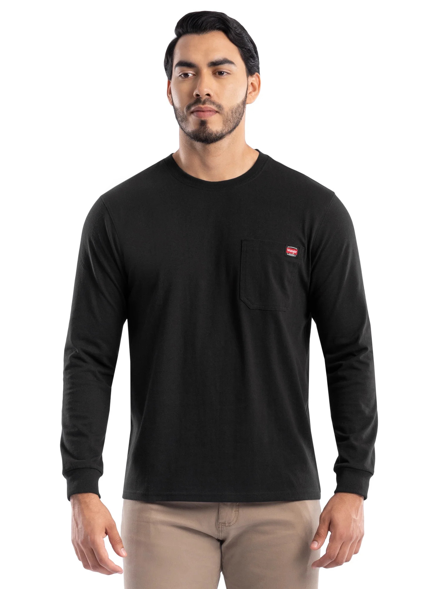 Wrangler Workwear Men's Long Sleeve Heavyweight Work Pocket T-Shirt, Size S-5XL (Men's and Big Me... | Walmart (US)