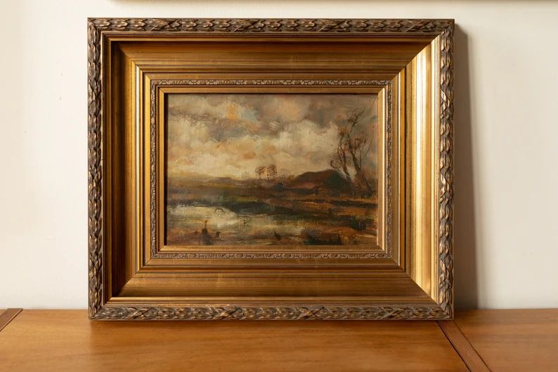 Antique Dutch Impressionist Landscape Countryside Painting in Gold Frame  - Oil on Board | Etsy (US)