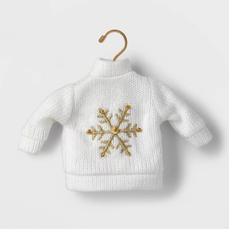 Knit Sweater with Snowflake Christmas Tree Ornament White/Gold - Wondershop™ | Target