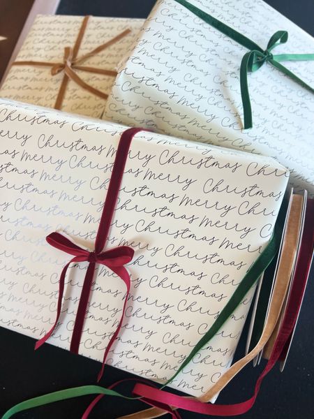 Christmas. Wrapping Paper. Velvet. Velvet ribbon. Gift. Gift wrapping. Holiday. Ribbon. 

#LTKfindsunder50 #LTKHoliday #LTKSeasonal
