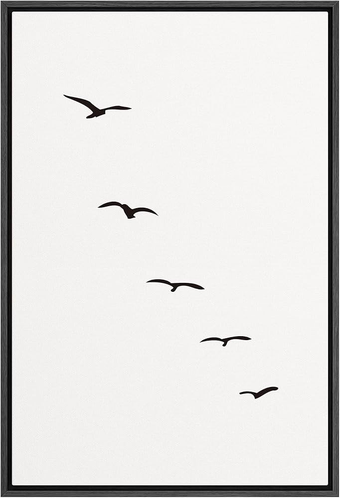 SIGNFORD Framed Canvas Print Wall Art Minimalist Composition of Flock of Birds Abstract Wildernes... | Amazon (US)