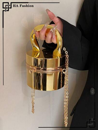 Mini New Tech Feel Acrylic Metallic Color Handbag With Chain Strap Shoulder Bag | SHEIN