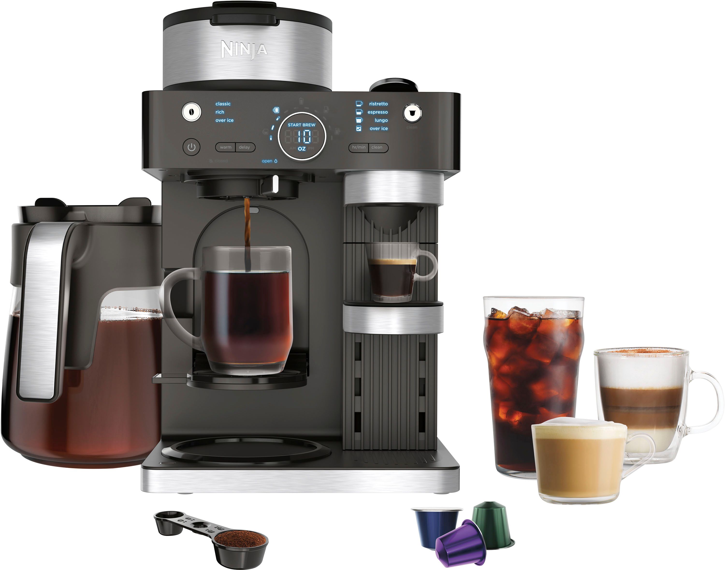 Ninja Espresso & Coffee Barista System, Single-Serve Coffee & Nespresso Capsule Compatible, 12-Cu... | Best Buy U.S.
