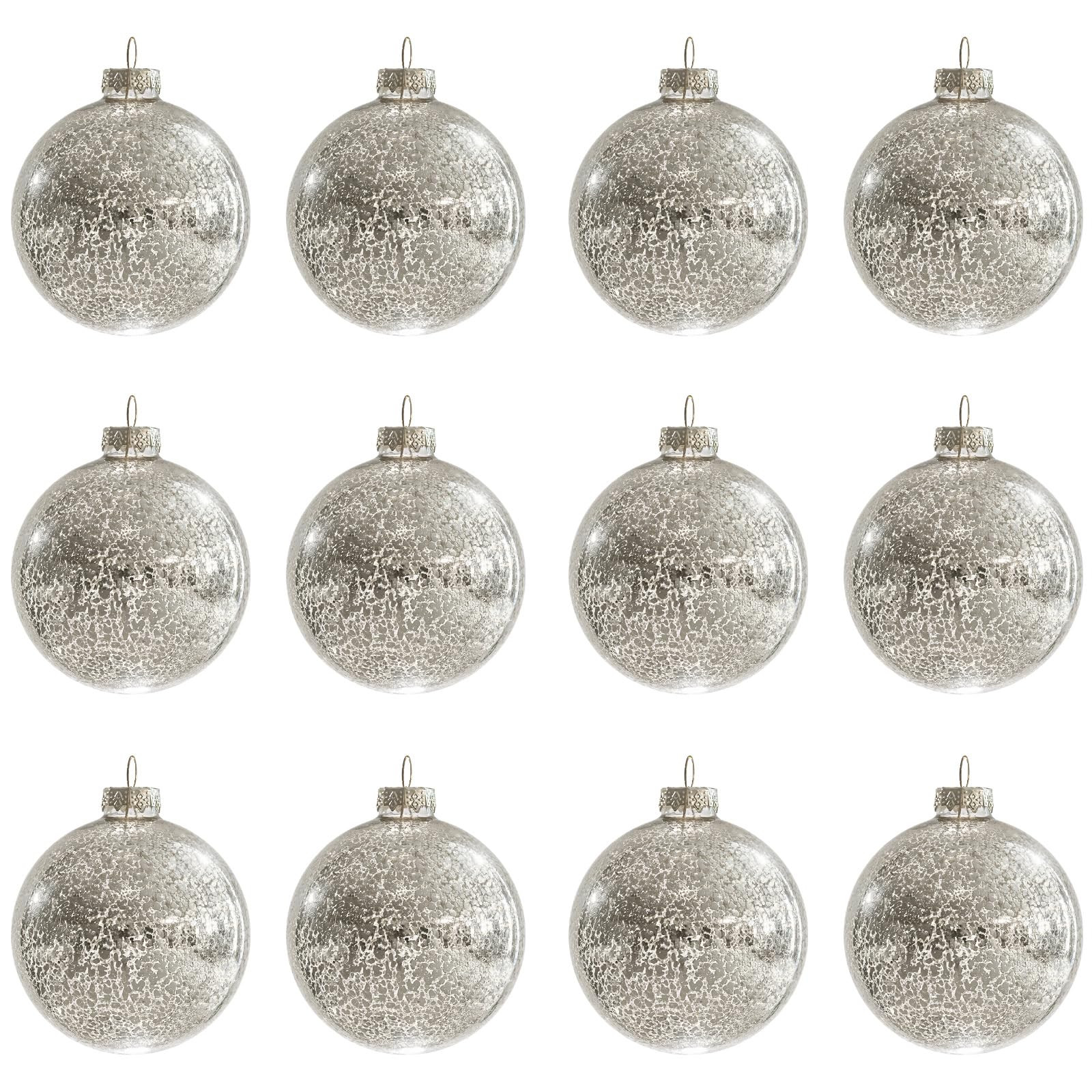 Christmas Ball Ornaments Set of 12pcs-3.15” Silver Mercury Glass Xmas Hanging Ball Decorations ... | Amazon (US)