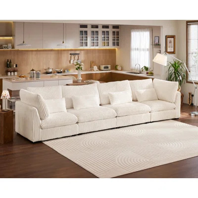 Cloud Sectional Oversized Modular Sofa,160" 4 Seater Corduroy Wide Seat Sectional with Reversible Chaise,Big Sleeper Sofa Bed, | Wayfair North America