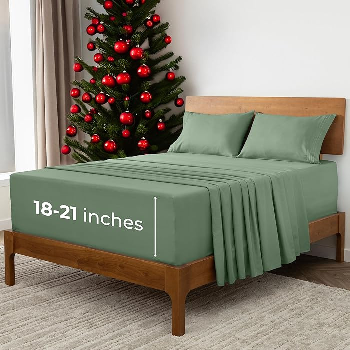 Mellanni Extra Deep Queen Sheets - 4 PC Iconic Collection Bedding - Hotel Luxury, Ultra Soft, Coo... | Amazon (US)