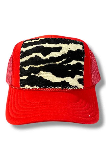 Kilim Trucker Hat Red Zebra | The Willow Tree