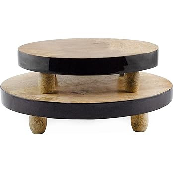 AuldHome Design Farmhouse Round Wooden Risers (Set of 2, Black Trim), Rustic Decorative Risers fo... | Amazon (US)