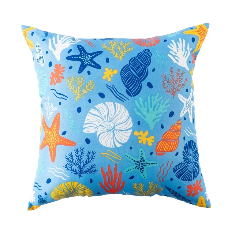 Mainstays Coastal Sea Life Reversible Outdoor Throw Pillow 16 Inch Multicolour Novelty | Walmart (US)