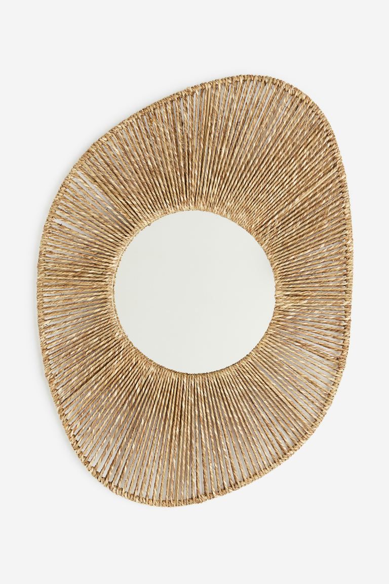 Large Seagrass-framed Mirror - Beige - Home All | H&M US | H&M (US + CA)